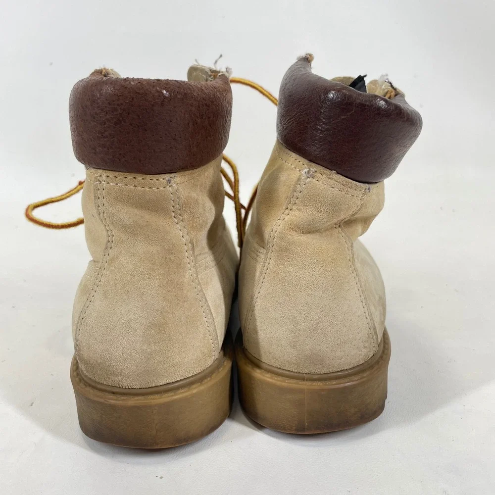 Wolverine Mens Tan Suede Work Boots Made in USA Vintage Lug Sole Size 6.5-7.5